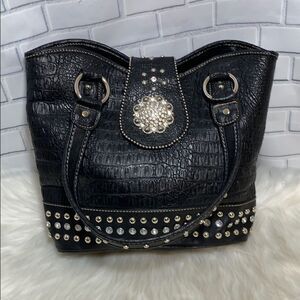 Rustic Couture Black Vegan Leather Bucket Bag